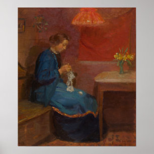 Frau mit Kinderarbeit 1918 Poster
