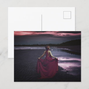 Frau mit Kleid, schöne Kunst Postkarte