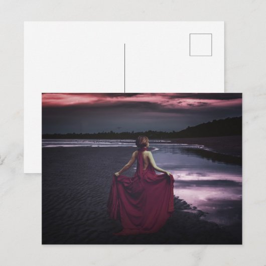 Frau mit Kleid, schöne Kunst Postkarte (Vorne/Hinten)