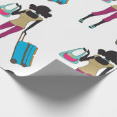 Frau mit Koffer Geschenkpapier