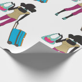 Frau mit Koffer Geschenkpapier (Ecke)