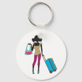 Frau mit Koffer Schlüsselanhänger (Rückseite)