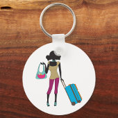 Frau mit Koffer Schlüsselanhänger