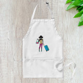 Frau mit Koffer Schürze