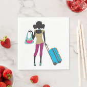 Frau mit Koffer Serviette