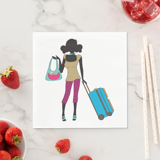 Frau mit Koffer Serviette