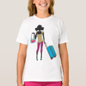 Frau mit Koffer T-Shirt (Vorderseite)