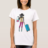 Frau mit Koffer T-Shirt (Vorderseite)