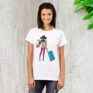 Frau mit Koffer T-Shirt