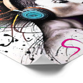 Frau mit Kopfhörern Poster (Ecke)