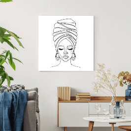 Frau mit Kopftuch, Liniendrawing Poster
