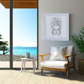 Frau mit Kopftuch, Liniendrawing Poster