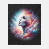 Frau mit kosmischem Aurahaar Fleecedecke (Vorderseite)