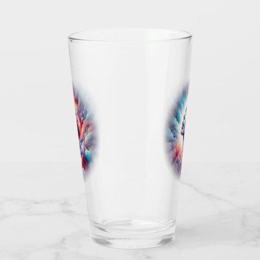 Frau mit kosmischem Aurahaar Glas (Links)