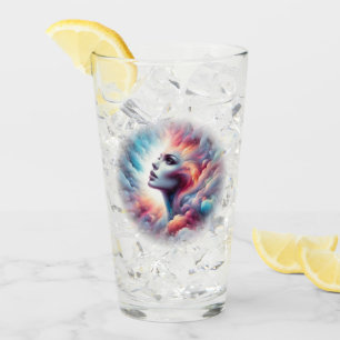 Frau mit kosmischem Aurahaar Glas