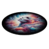 Frau mit kosmischem Aurahaar Schneidebrett (Ecke)