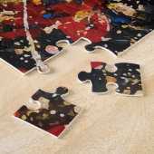 Frau mit Kranich Vogel Farbiger Spritzer Puzzle (Seite)