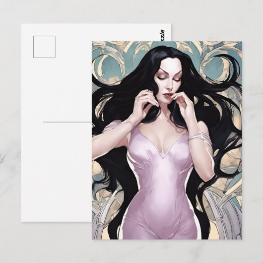 Frau mit langem Haar Postkarte (Vorne/Hinten)