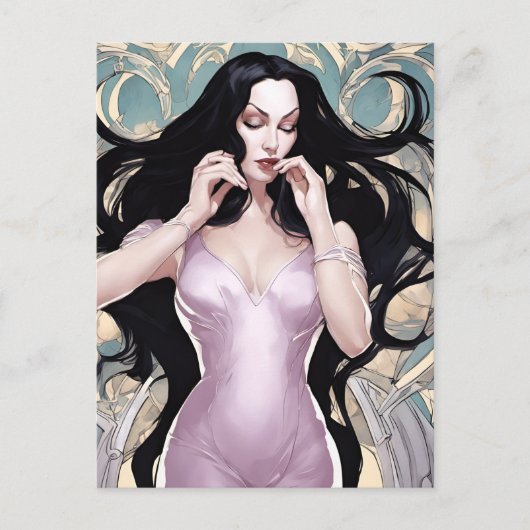 Frau mit langem Haar Postkarte (Vorderseite)