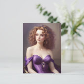 Frau mit Lila Kleid Postkarte (Stehend Vorderseite)