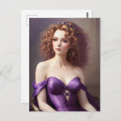Frau mit Lila Kleid Postkarte (Vorne/Hinten)