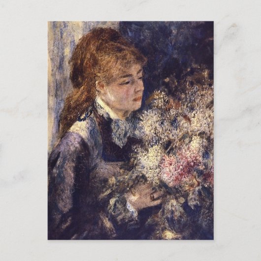 Frau mit Lilacs von Pierre Renoir Postkarte (Vorderseite)