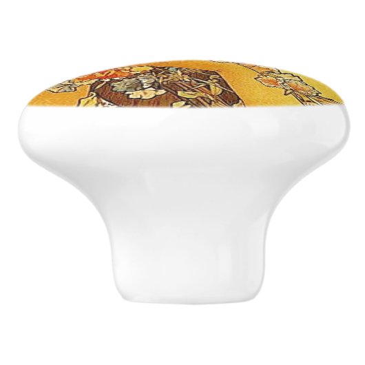 Frau mit Lilies Keramikknauf (Seitenansicht)