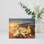 FRAU MIT LION FANTASY Postkarten (Stehend Vorderseite)