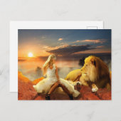 FRAU MIT LION FANTASY Postkarten (Vorne/Hinten)