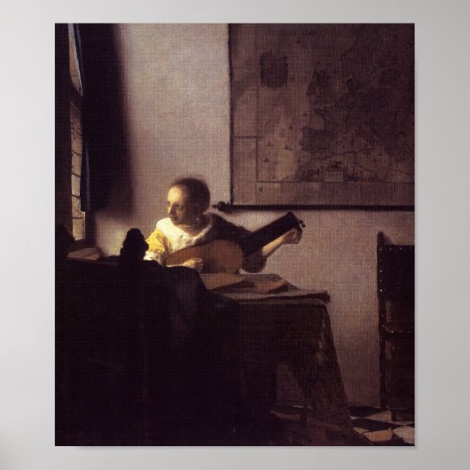 Frau mit Lute Poster (Vorne)