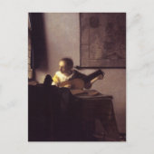 Frau mit Lute Postkarte (Vorderseite)