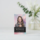 Frau mit Make-up-Bürsten Visitenkarte (Stehend Vorderseite)