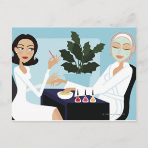 Frau mit Maniküre und Gesichtszügen im Wellness-Ce Postkarte