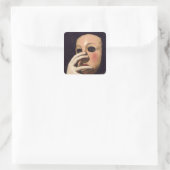 Frau mit Maske Quadratischer Aufkleber (Tasche)
