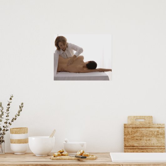 Frau mit Massage Poster (Küche)
