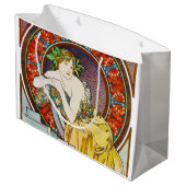 Frau mit Mohn, Mucha Große Geschenktüte (Rückseite Schrägansicht)