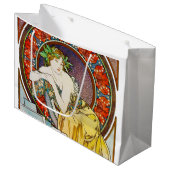 Frau mit Mohn, Mucha Große Geschenktüte (Vorderseite Schrägansicht)