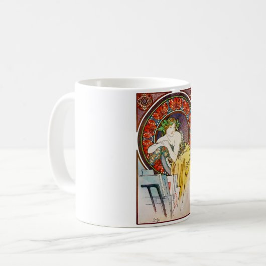 Frau mit Mohn, Mucha Kaffeetasse (Vorderseite Links)