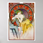 Frau mit Mohn, Mucha Poster (Vorne)