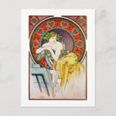 Frau mit Mohn, Mucha Postkarte (Vorderseite)