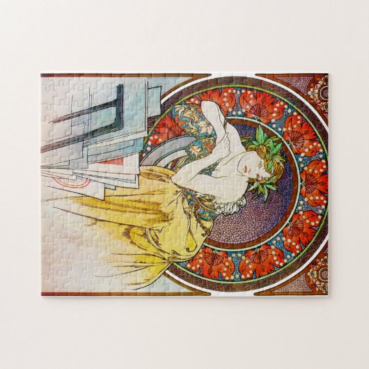 Frau mit Mohn, Mucha Puzzle (Horizontal)