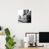 Frau mit Morgenkaffee Stift zeichnend Kunst Poster (Heimbüro)