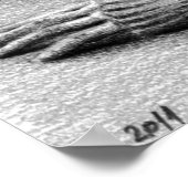 Frau mit Morgenkaffee Stift zeichnend Kunst Poster (Ecke)