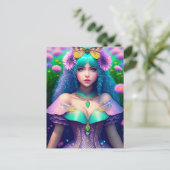 Frau mit Moth, Postüberquerung Postkarte (Stehend Vorderseite)