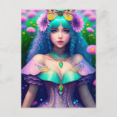 Frau mit Moth, Postüberquerung Postkarte (Vorderseite)