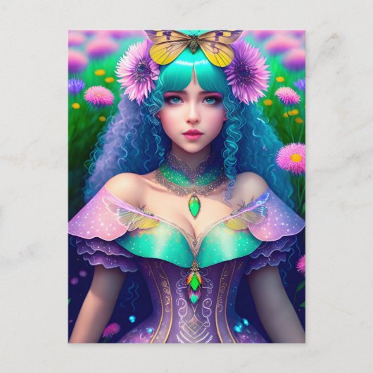 Frau mit Moth, Postüberquerung Postkarte (Vorderseite)