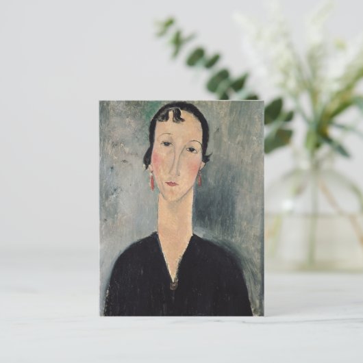 Frau mit Ohrringen Postkarte (Stehend Vorderseite)