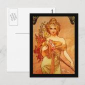 Frau mit Oragna Bouquet Postkarte (Vorne/Hinten)