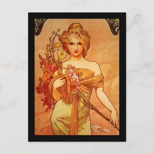 Frau mit Oragna Bouquet Postkarte (Vorderseite)