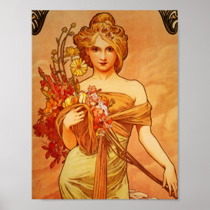 Frau mit Orange Bouquet Poster